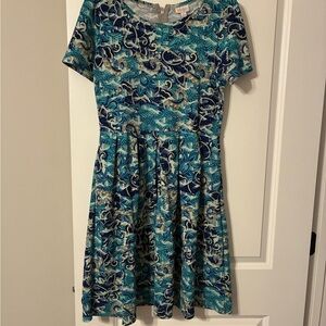 Blue Paisley Fit-and-Flare Dress